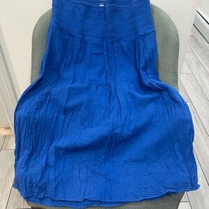 Old Navy Cobalt Blue Smocked Waist Midi Skirt